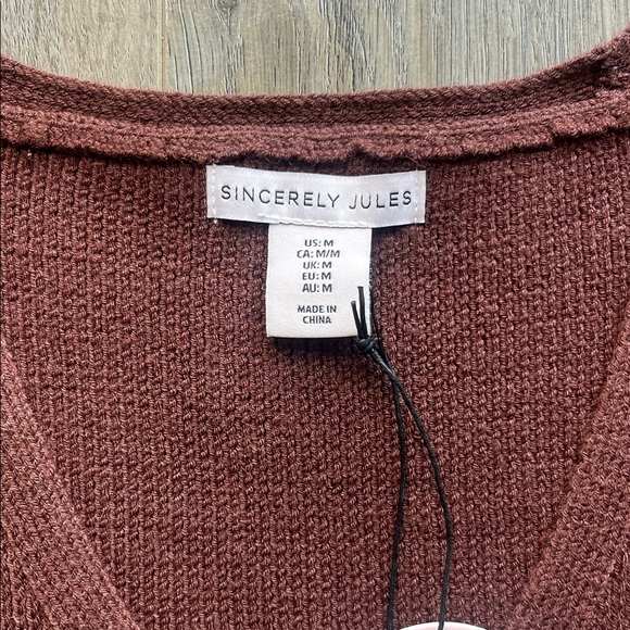 NWT Sincerely Jules Brown Button-Up Knit Vest - Picture 3 of 4